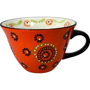 Signature Large Boho Coffee Mug Cup Latte Stoneware Orange
